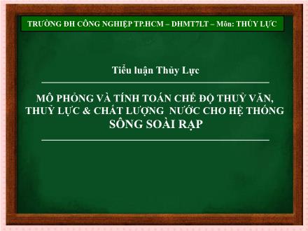 Bài thuyết trình Mô phỏng và tính toán chế độ thuỷ văn, thuỷ lực và chất lượng nước cho hệ thống sông Soài Rạp