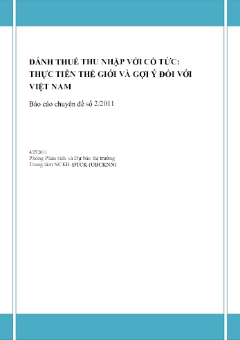 Báo cáo Đánh thuế thu nhập với cổ tức: Thực tiễn thế giới và gợi ý đối với Việt Nam