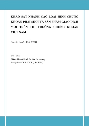 Báo cáo Khảo sát nhanh các loại hình chứng khoán phái sinh và sản phẩm giao dịch mới trên thị trường chứng khoán Việt Nam