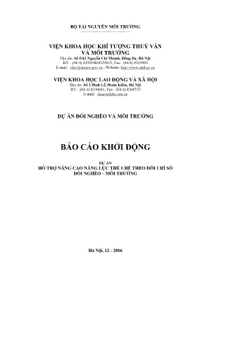 Báo cáo khởi động dự án Hỗ trợ nâng cao năng lực thể chế theo dõi chỉ số đói nghèo – môi trường