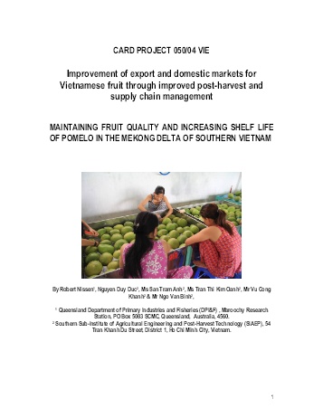 Báo cáo Maintaining fruit quality and increasing shelf life of pomelo in the Mekong delta of Southern Vietnam