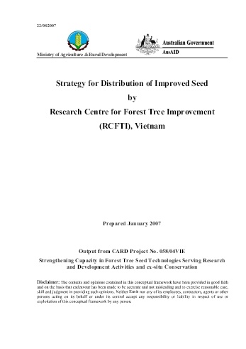 Báo cáo Strategy for distribution of improved seed by research centre for forest tree improvement (RCFTI), Vietnam