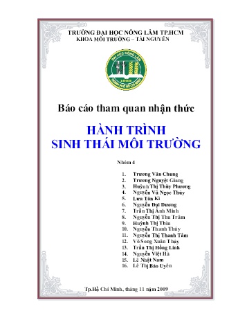 Báo cáo tham quan nhận thức Hành trình sinh thái môi trường