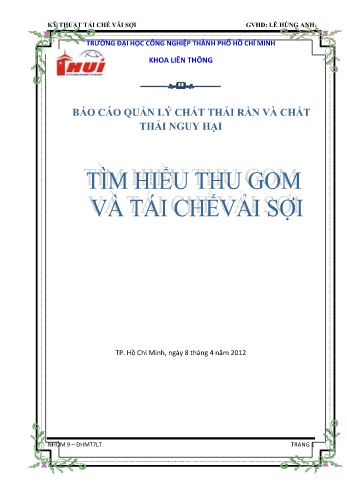 Báo cáo Tìm hiểu kỹ thuật thu gom tái chế vải sợi