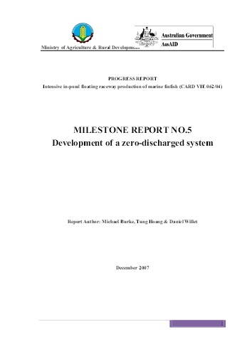 Báo cáo Towards zero discharge of wastewater from floating raceway production ponds