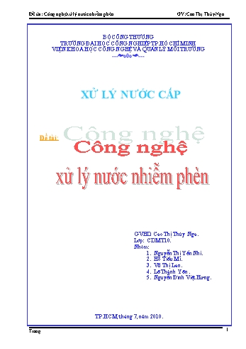 Đề tài Công nghệ xử lý nước nhiễm phèn