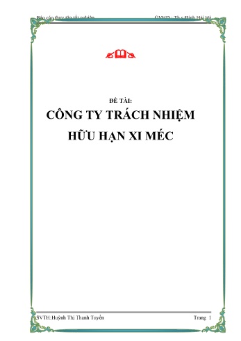 Đề tài Công ty trách nhiệm hữu hạn Xi Méc