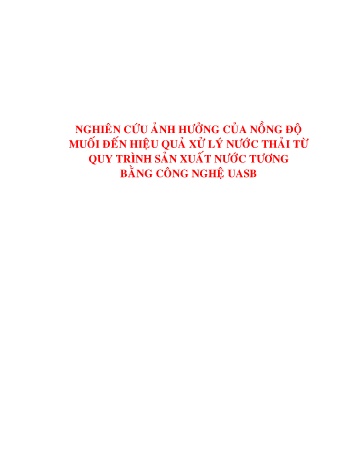 Đề tài Nghiên cứu ảnh hưởng của nồng độ muối đến hiệu quả xử lý nước thải từ quy trình sản xuất nước tương bằng công nghệ UASB