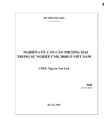 Đề tài Nghiên cứu cán cân thương mại trong sự nghiệp công nghiệp hóa, hiện đại hóa ở Việt Nam