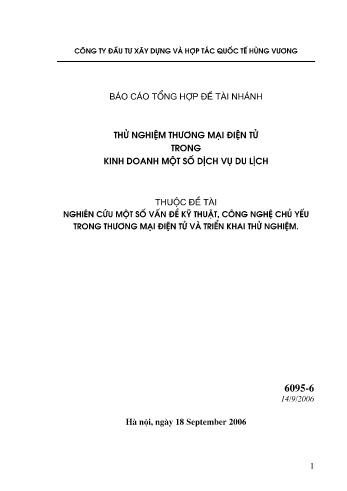 Đề tài Nghiên cứu một số vấn đề kỹ thuật, công nghệ chủ yếu trong thương mại điện tử và triển khai thử nghiệm