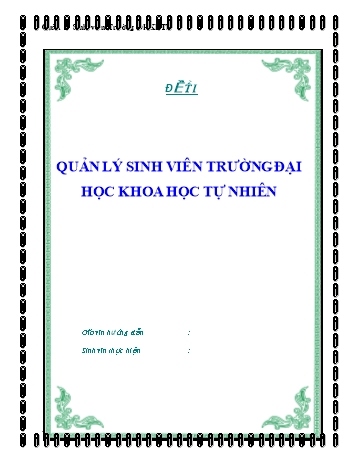 Đề tài Quản lý sinh viên trường Đại học Khoa học Tự nhiên