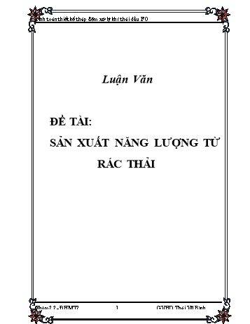 Đề tài Sản xuất năng lượng từ rác thải