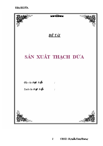 Đề tài Sản xuất thạch dừa