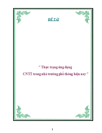 Đề tài Thực trạng ứng dụng công nghệ thông tin trong nhà trường phổ thông hiện nay