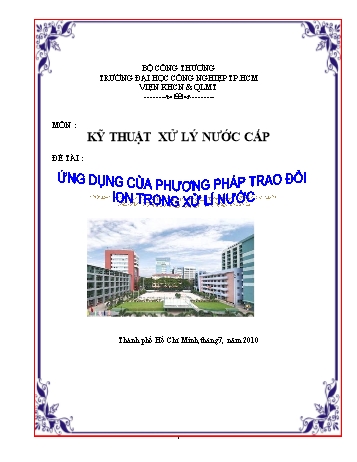 Đề tài Ứng dụng của phương pháp trao đổi ion trong nước