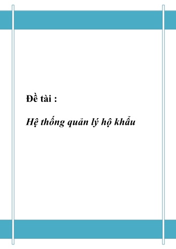 Đồ án Hệ thống quản lý hộ khẩu