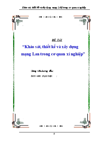 Đồ án Khảo sát, thiết kế và xây dựng mạng LAN trong cơ quan xí nghiệp