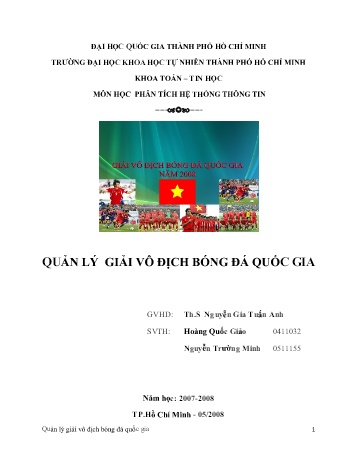 Đồ án Phân tích và thiết kế hệ thống Quản lý giải vô địch bóng đá quốc gia