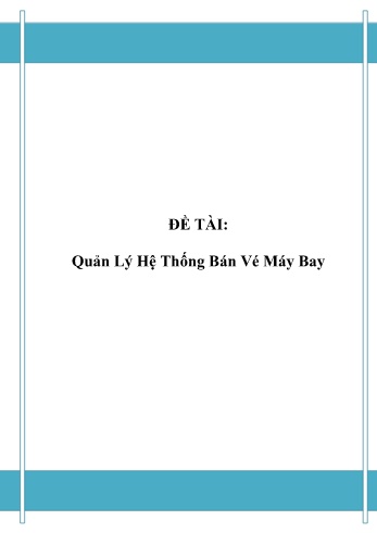 Đồ án Phân tích và thiết kế hệ thống Quản lý hệ thống bán vé máy bay