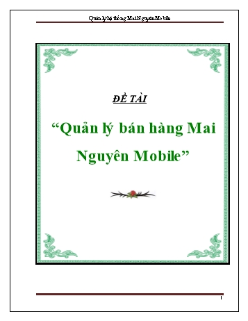 Đồ án Quản lý bán hàng Mai Nguyên Mobile