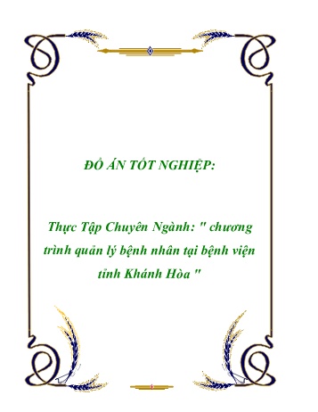 Đồ án Thực tập chuyên ngành Chương trình quản lý bệnh nhân tại Bệnh viện tỉnh Khánh Hòa