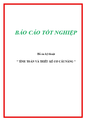 Đồ án Tính toán và thiết kế cơ cấu nâng