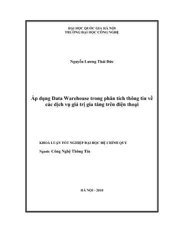 Khóa luận Áp dụng Data Warehouse trong phân tích thông tin về các dịch vụ giá trị gia tăng trên điện thoại