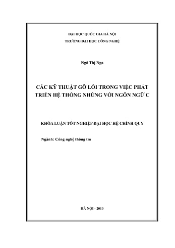 Khóa luận Các kỹ thuật gỡ lỗi trong việc phát triển hệ thống nhúng với ngôn ngữ C
