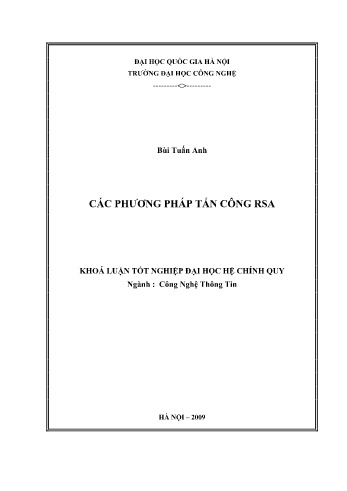 Khóa luận Các phương pháp tấn công RSA