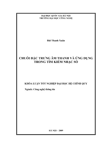 Khóa luận Chuỗi đặc trưng âm thanh và ứng dụng trong tìm kiếm nhạc số