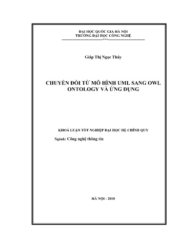 Khóa luận Chuyển đổi từ mô hình UML sang OWL ontology và ứng dụng