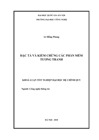 Khóa luận Đặc tả và kiểm chứng các phần mềm tương tranh