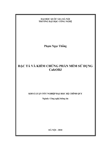 Khóa luận Đặc tả và kiểm chứng phần mềm sử dụng CafeOBJ