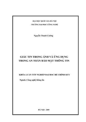 Khóa luận Giấu tin trong ảnh và ứng dụng trong an toàn bảo mật thông tin