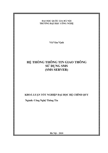 Khóa luận Hệ thống thông tin giao thông sử dụng SMS (SMS Server)