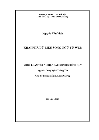 Khóa luận Khai phá dữ liệu song ngữ từ web