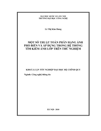 Khóa luận Một số thuật toán phân hạng ảnh phổ biến và áp dụng trong hệ thống tìm kiếm ảnh lớp trên thử nghiệm