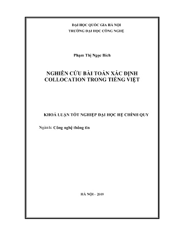 Khóa luận Nghiên cứu bài toán xác định collocation trong tiếng Việt