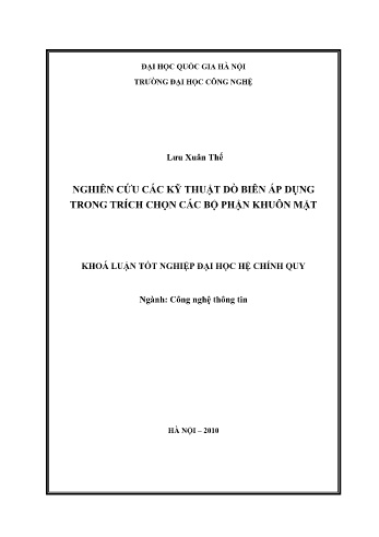 Khóa luận Nghiên cứu các kỹ thuật dò biên áp dụng trong trích chọn các bộ phận khuôn mặt