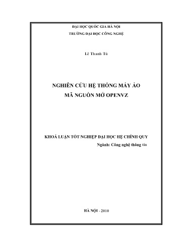 Khóa luận Nghiên cứu hệ thống máy ảo mã nguồn mở OpenVZ