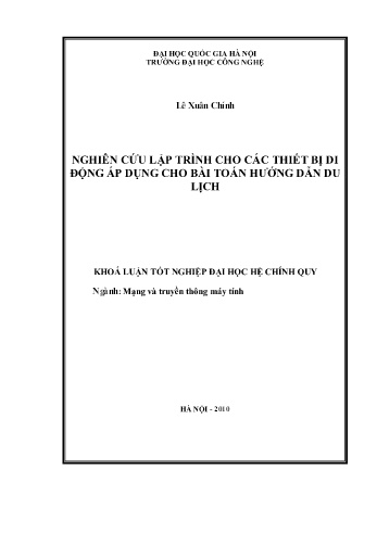 Khóa luận Nghiên cứu lập trình cho các thiết bị di động áp dụng cho bài toán hướng dẫn du lịch