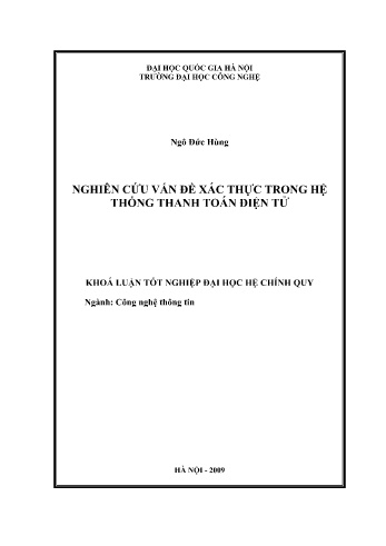 Khóa luận Nghiên cứu vấn đề xác thực trong hệ thống thanh toán điện tử