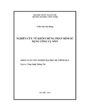 Khóa luận Nghiên cứu về kiểm chứng phần mềm sử dụng công cụ Spin