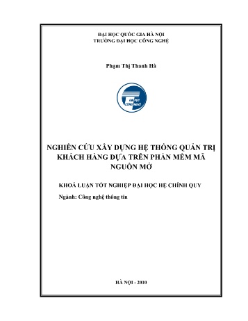 Khóa luận Nghiên cứu xây dựng hệ thống quản trị khách hàng dựa trên phần mềm mã nguồn mở
