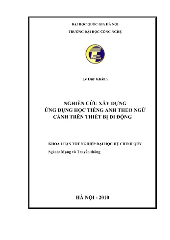 Khóa luận Nghiên cứu xây dựng ứng dụng học tiếng Anh theo ngữ cảnh trên thiết bị di động