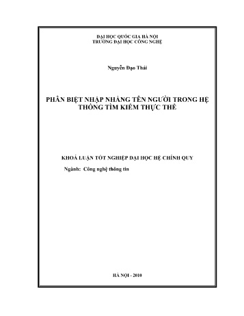 Khóa luận Phân biệt nhập nhằng tên người trong hệ thống tìm kiếm thực thể