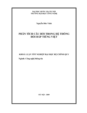 Khóa luận Phân tích câu hỏi trong hệ thống hỏi đáp tiếng Việt