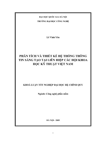 Khóa luận Phân tích và thiết kế hệ thống thông tin sáng tạo tại Liên hiệp các hội khoa học kỹ thuật Việt Nam