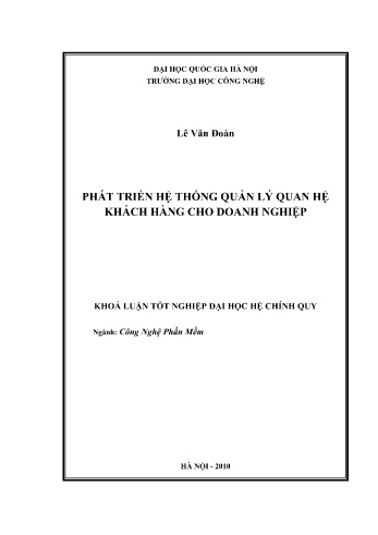 Khóa luận Phát triển hệ thống quản lý quan hệ khách hàng cho doanh nghiệp