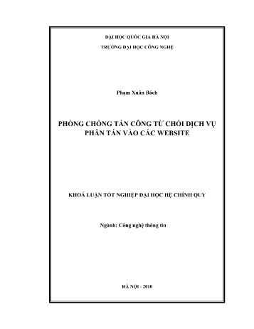 Khóa luận Phòng chống tấn công từ chối dịch vụ phân tán vào các website